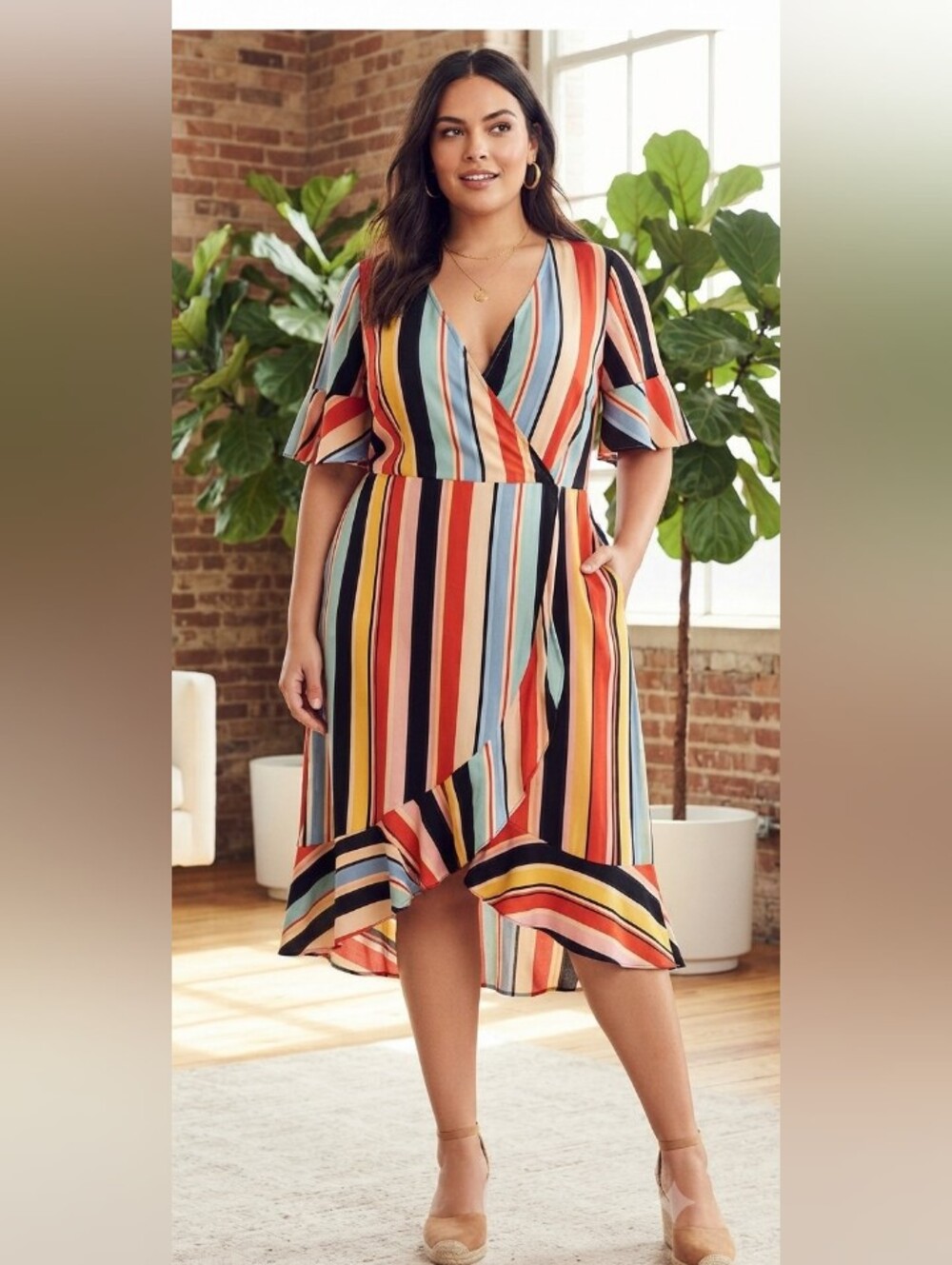 City Chic Plus Size Multicolor Striped Wrap Dress Size 2X-SALE!!